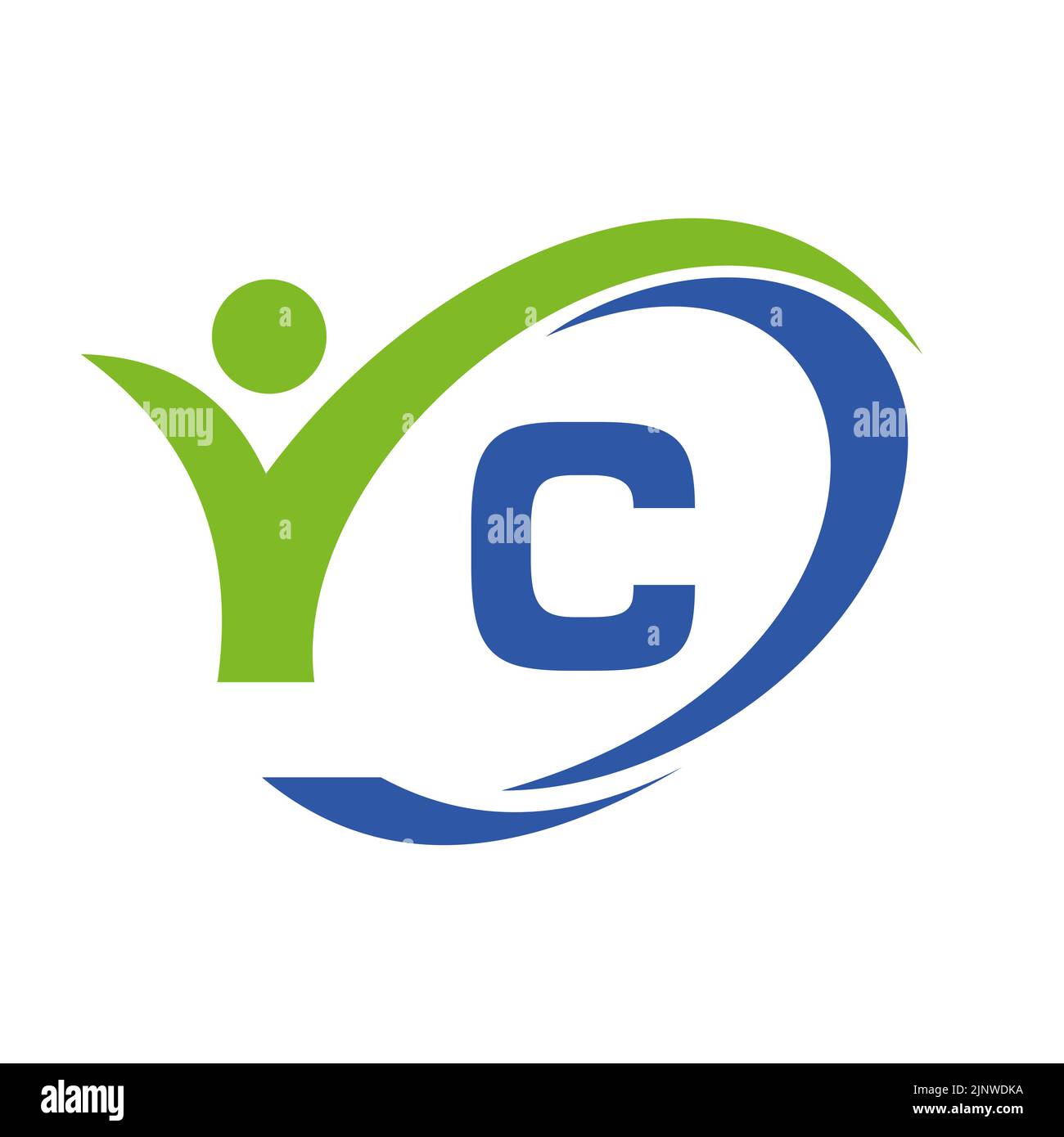 Initial Letter C Logo, Medical Design with Human Symbol. People