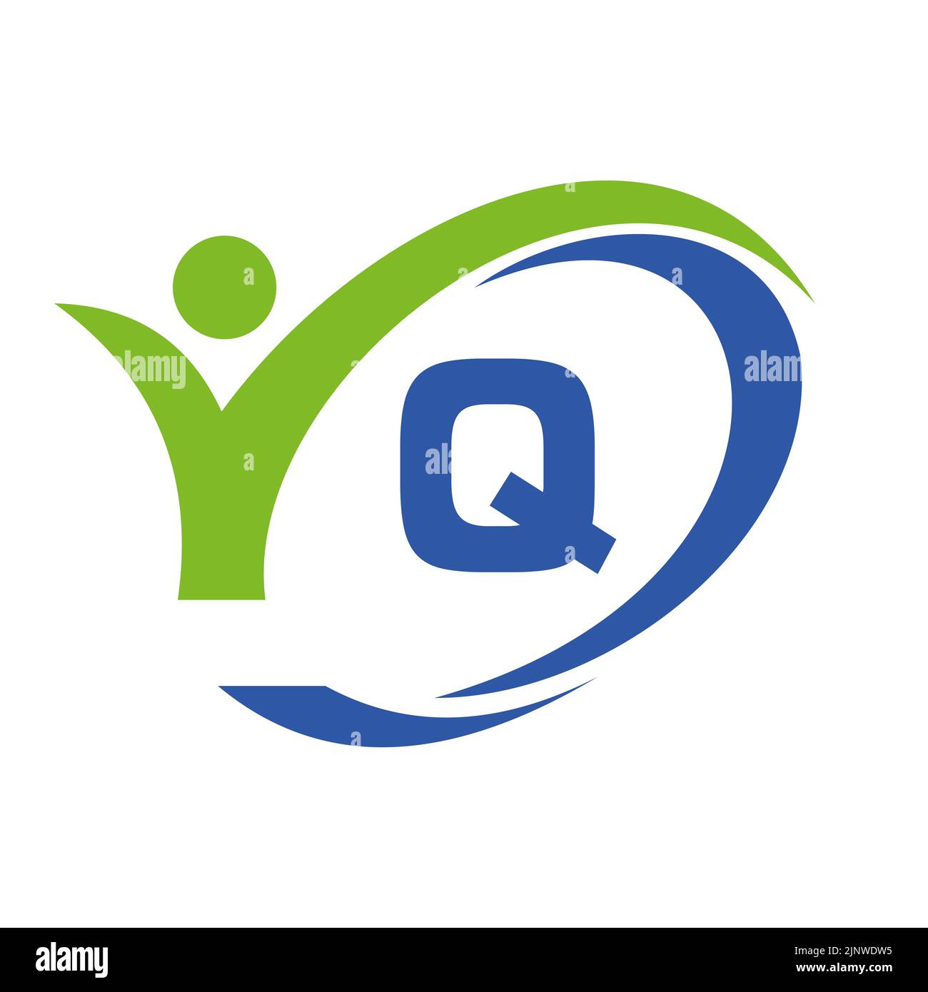 Initial Letter Q Logo, Medical Design with Human Symbol. People