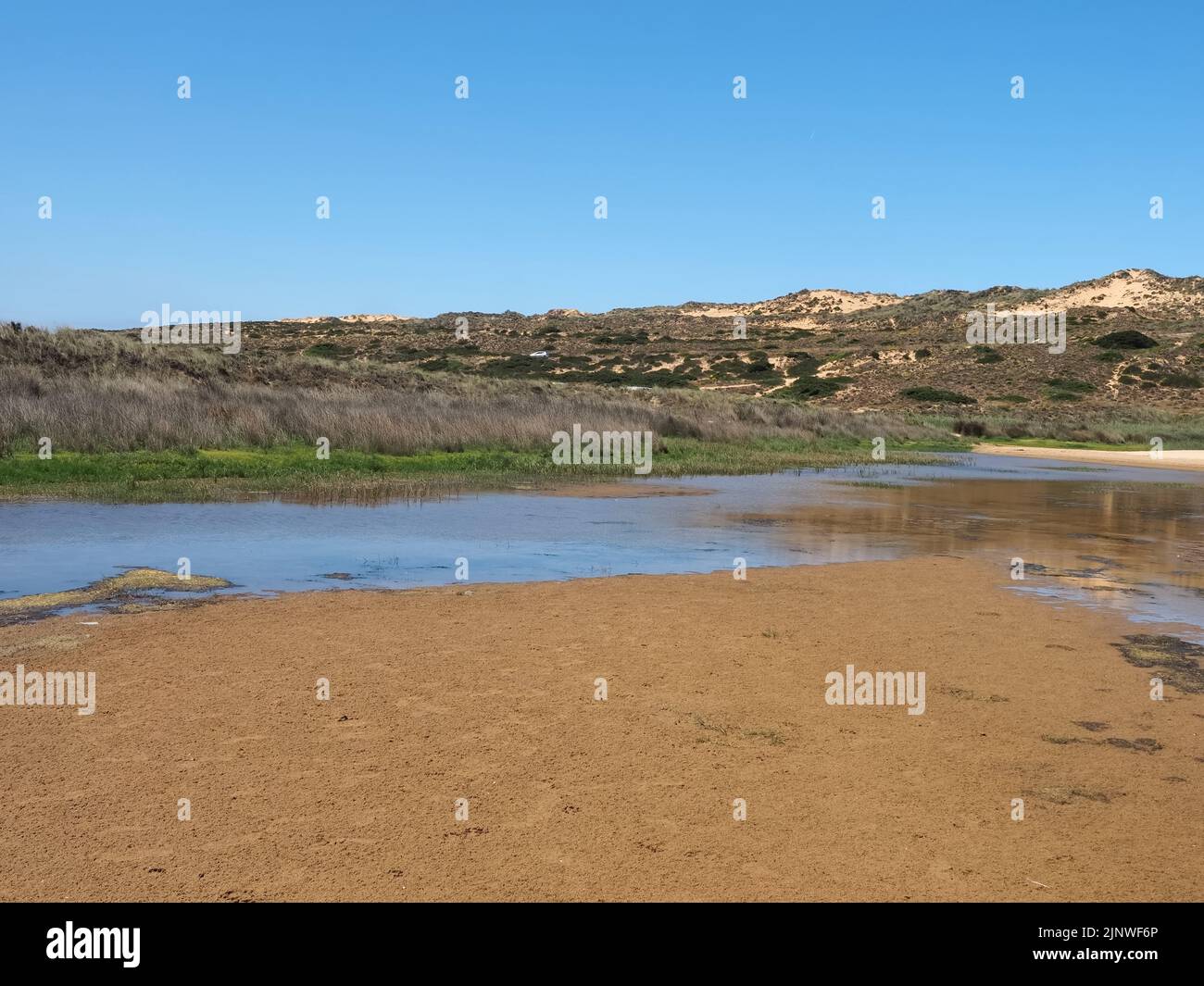 Dry river due to a lack of rain in Iberian countries Stock Photo