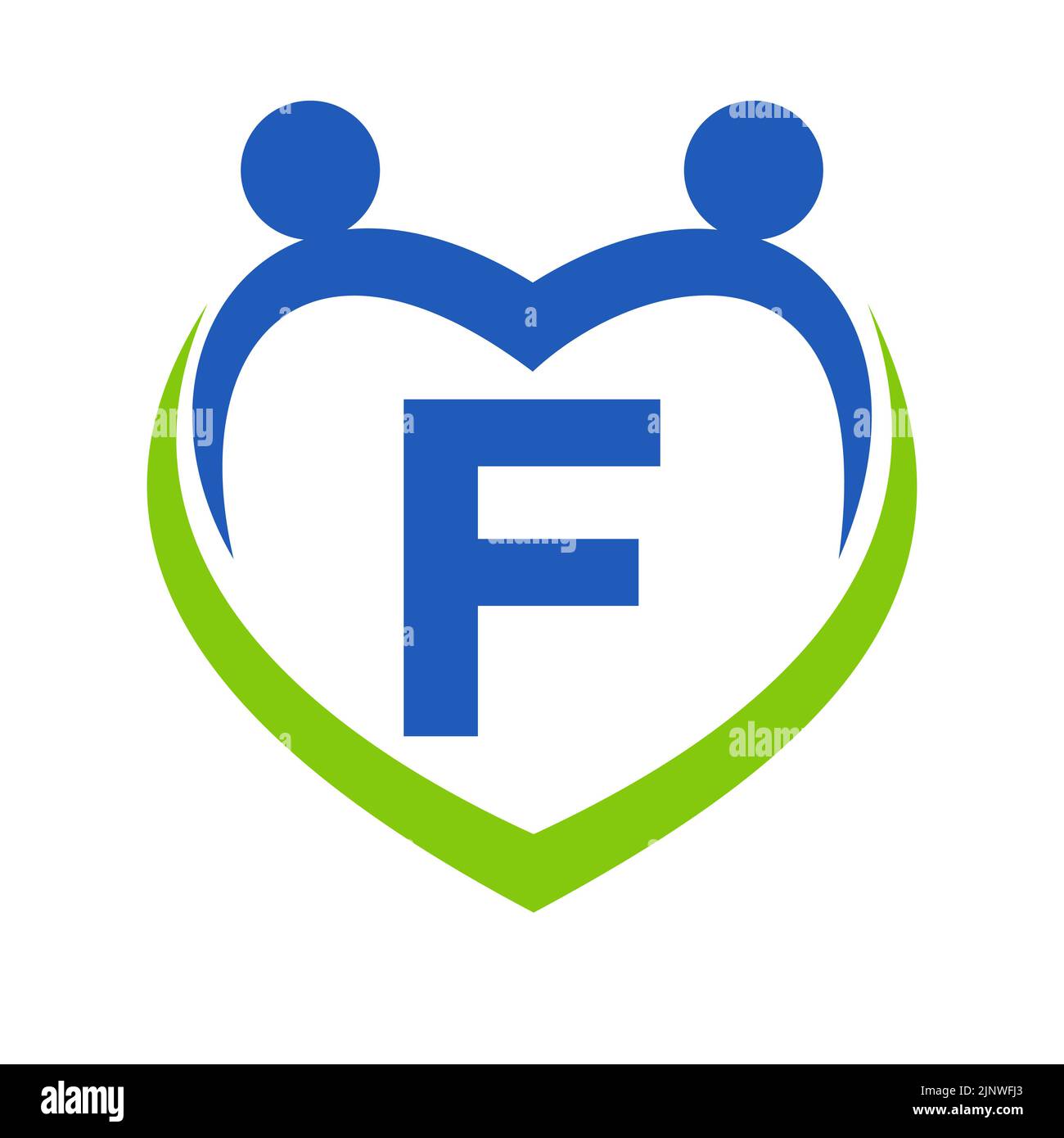 Health Care Sign On Letter F Template. Unity and Teamwork Logo Design ...