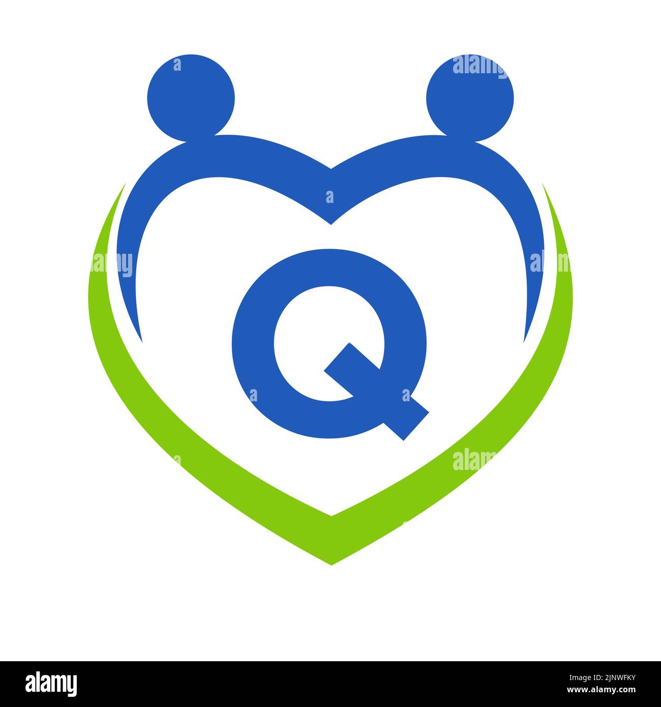 Health Care Sign On Letter Q Template. Unity and Teamwork Logo Design