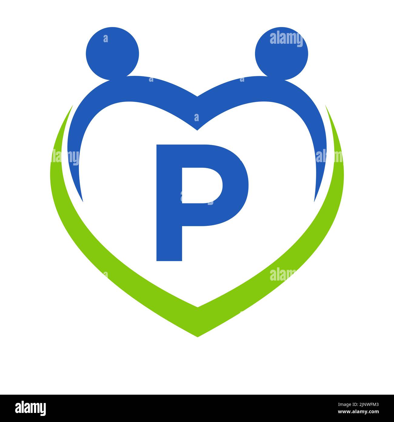 Health Care Sign On Letter P Template. Unity and Teamwork Logo Design ...