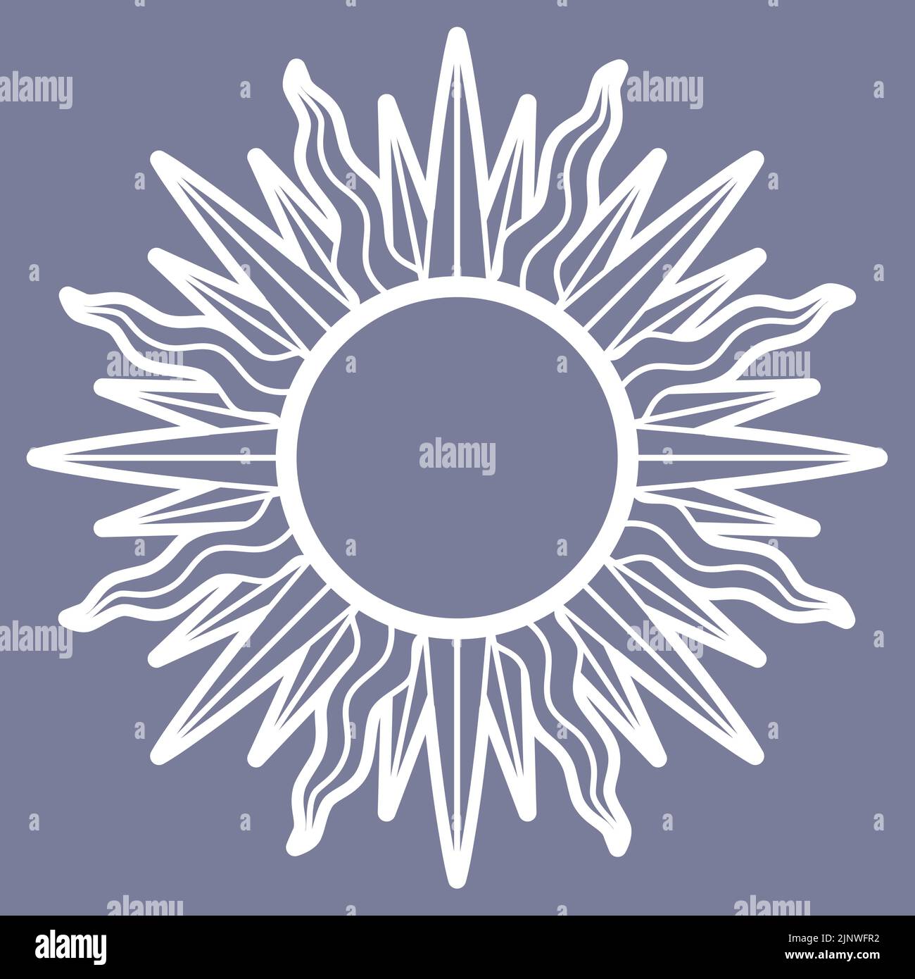 Template for laser cutting. Round frame with rays. Vector Stock Vector