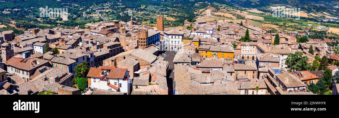 Panoramic aerial view of old  medieval town Orvieto in Umbria, Italy Stock Photo