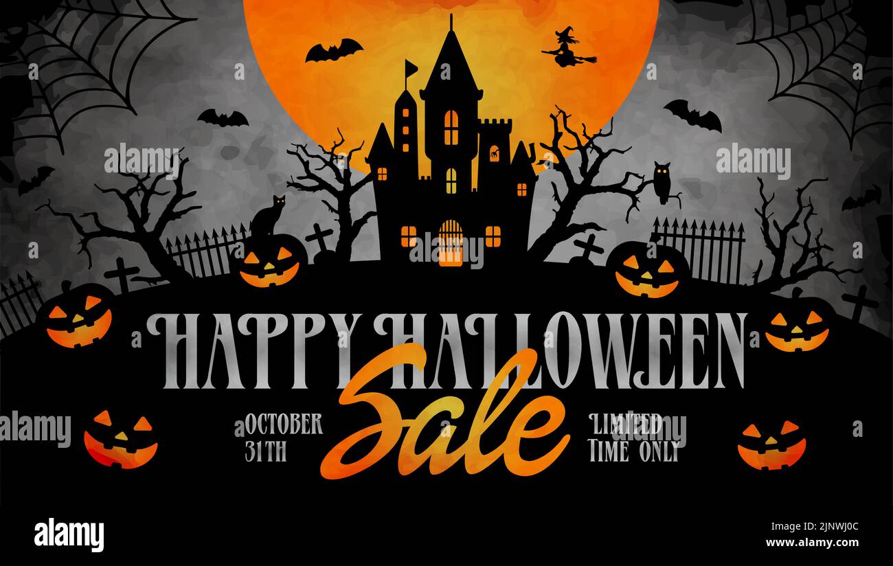 Halloween sale vector banner illustration Stock Vector