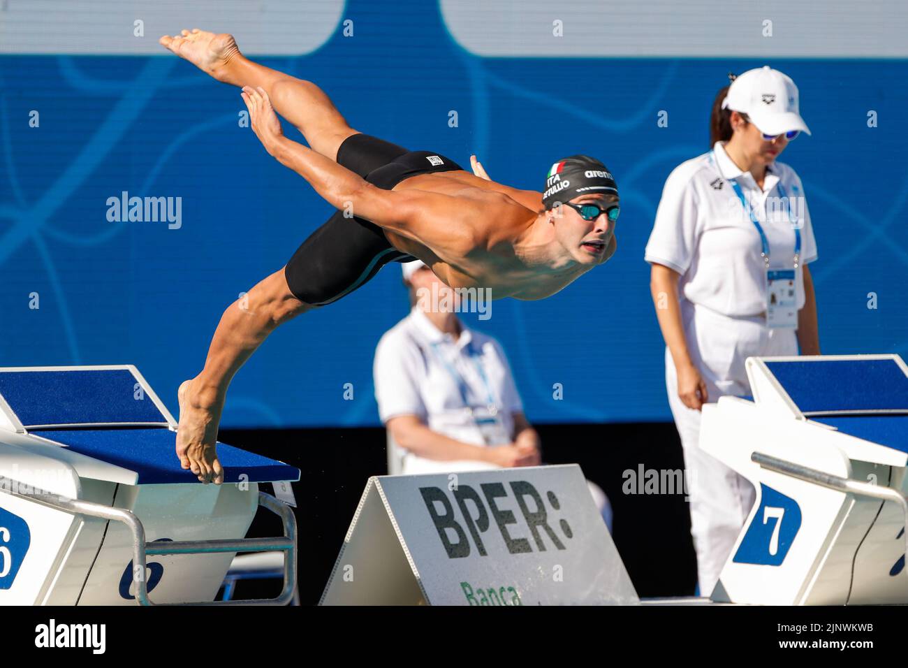 Rome, Italy. 14th Aug, 2022. ROME, ITALY - AUGUST 14: Marco De Tullio of Italy during the Men's 200m Freestyle at the European Aquatics Roma 2022 at Stadio del Nuoto on August 14, 2022 in Rome, Italy (Photo by Nikola Krstic/Orange Pictures) Credit: Orange Pics BV/Alamy Live News Stock Photo