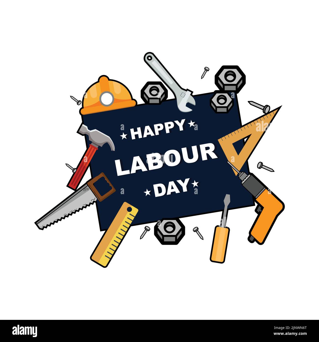 vector illustration of labor day logo, hard worker, strong man, world changer, spirit of work design suitable for company, background, flayer, sticker Stock Vector