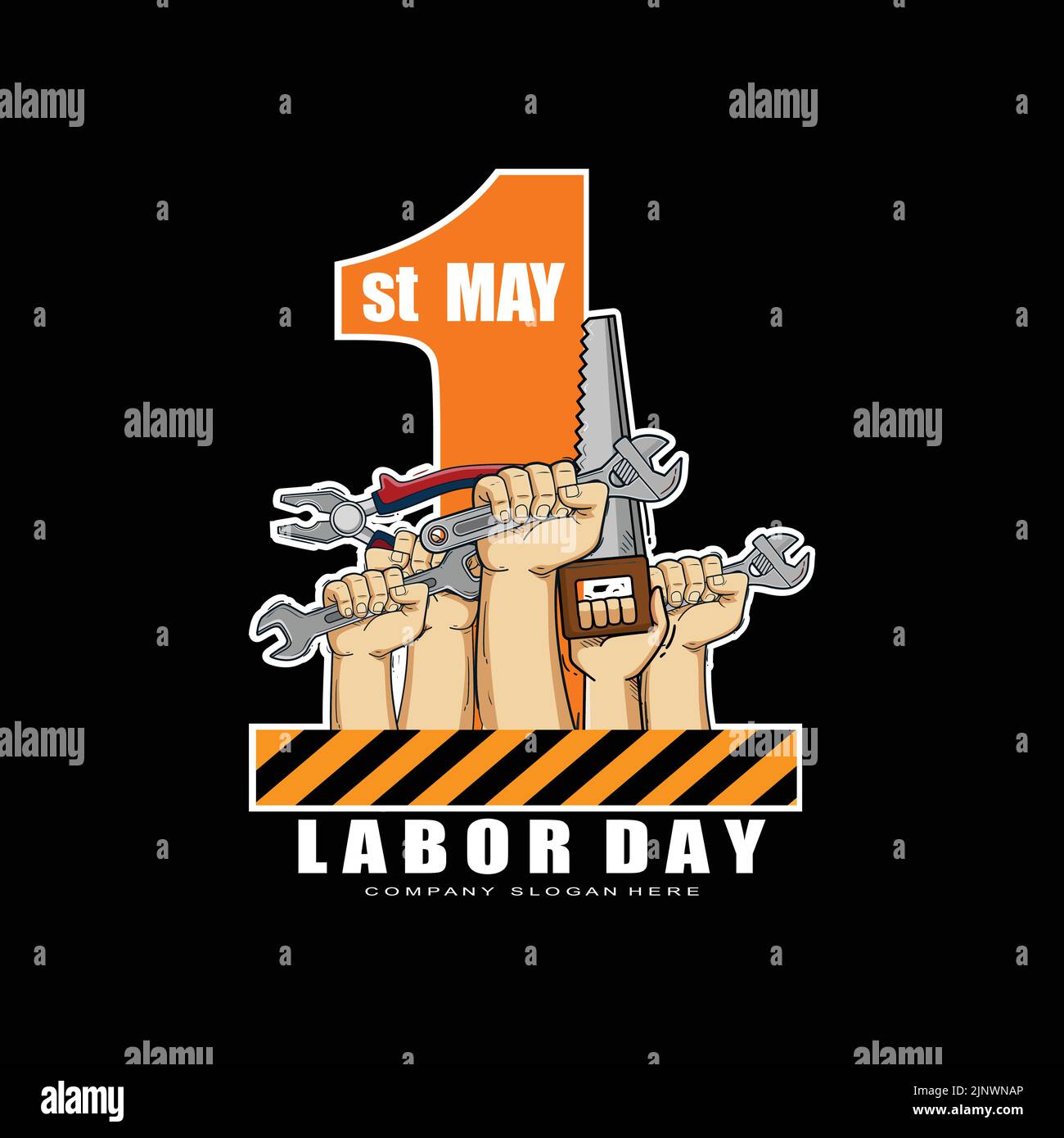 vector illustration of labor day logo, hard worker, strong man, world changer, spirit of work design suitable for company, background, flayer, sticker Stock Vector