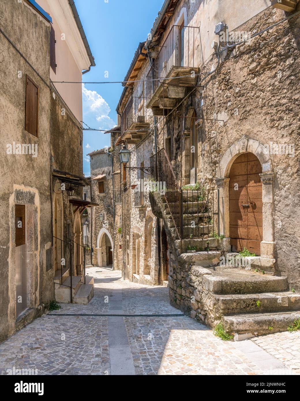 Pacentro, medieval village in L'Aquila province, Abruzzo, central Italy. Stock Photo
