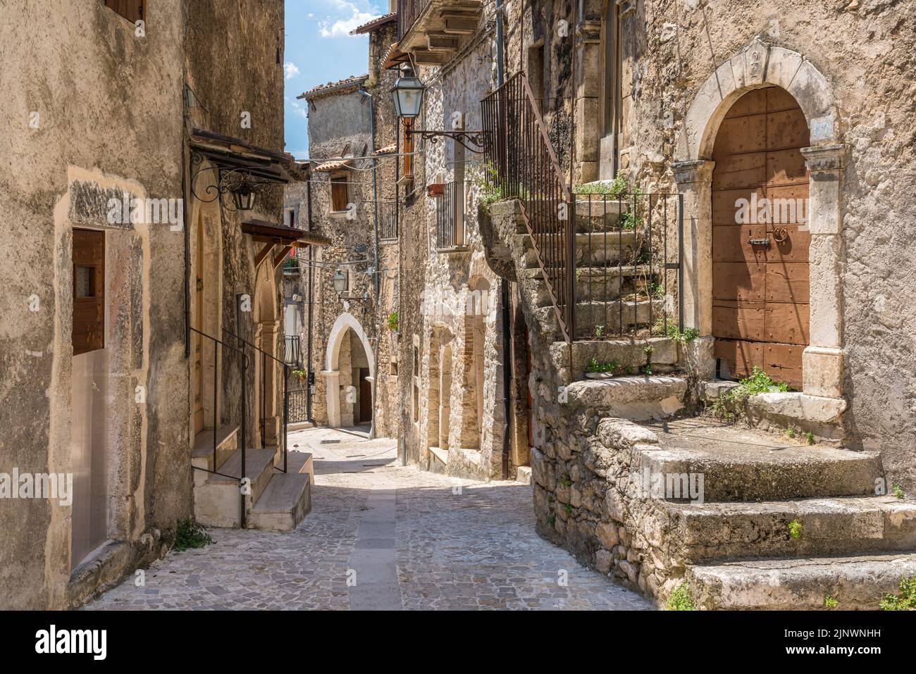 Pacentro, medieval village in L'Aquila province, Abruzzo, central Italy. Stock Photo