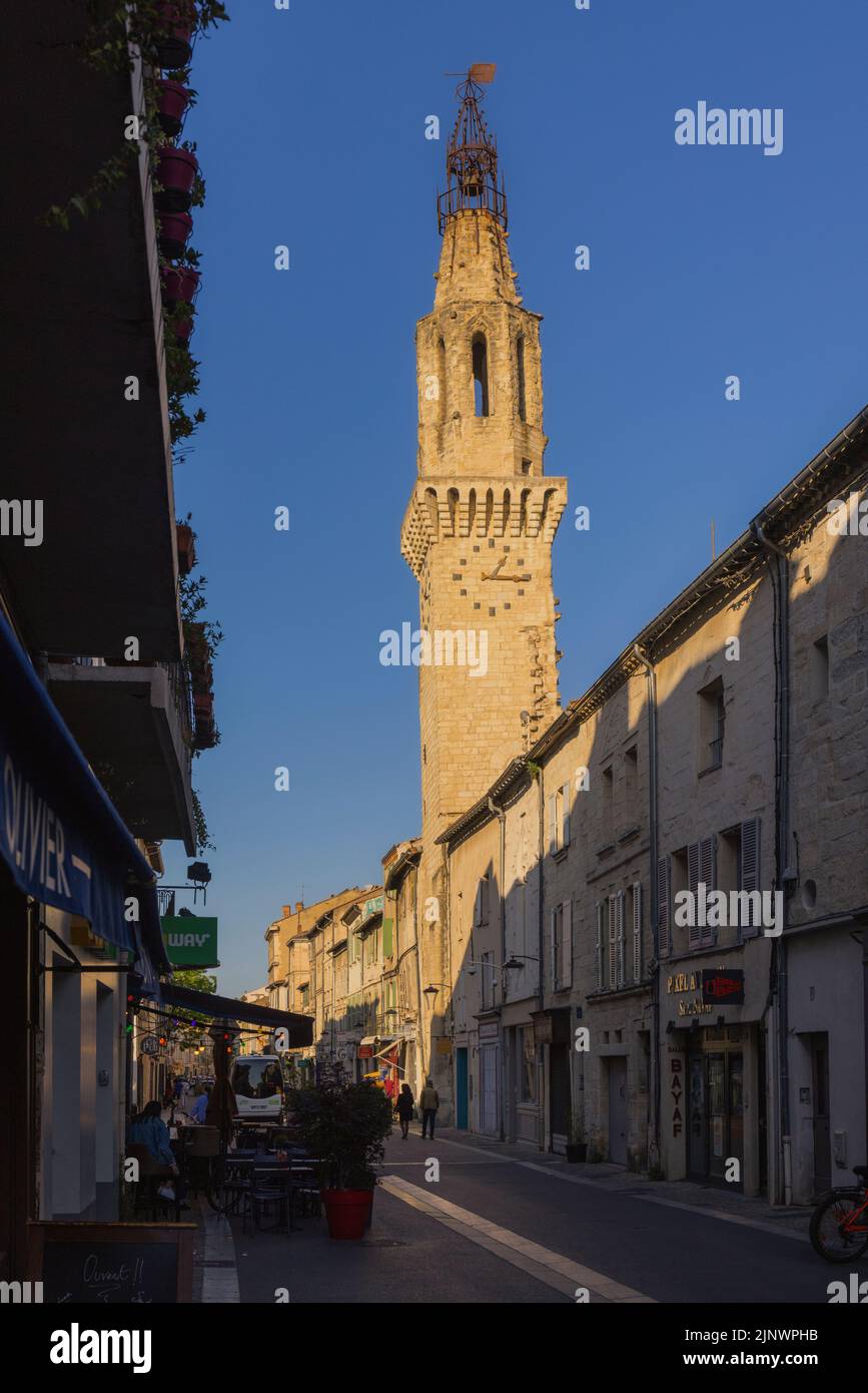 Bell tower of the Couvent des Augustins, the Augustine Convent, Avignon, Vaucluse, France.  The tower, dating from the 14th century, is the only remai Stock Photo