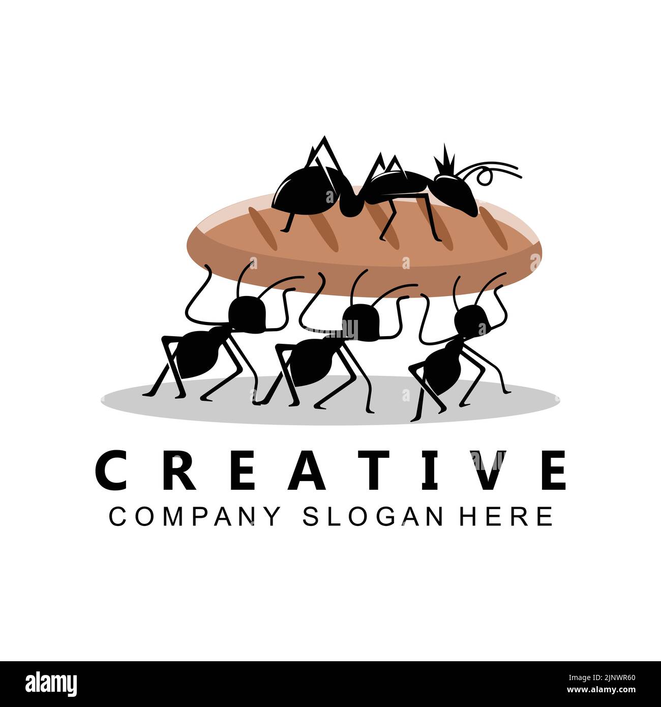 Ant Logo Design, Team and Compact Working Animals vector illustration Stock Vector