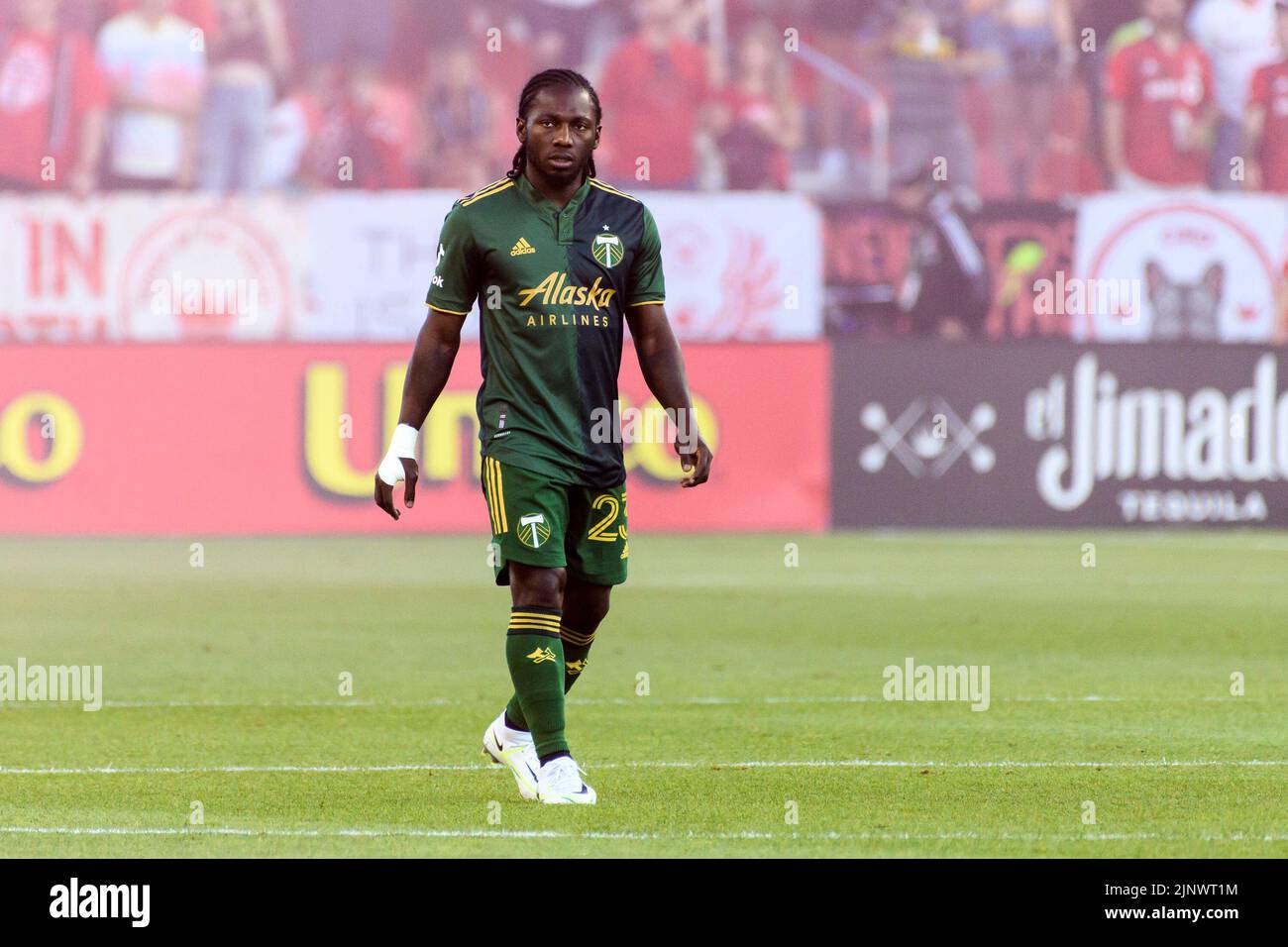 Toronto, Canada. 13th Aug, 2022. Yimmi Chara (23) seen during the MLS game between Toronto FC and Portland Timbers SC at BMO field. The game ended 3-1 for Toronto FC. Credit: SOPA Images Limited/Alamy Live News Stock Photo