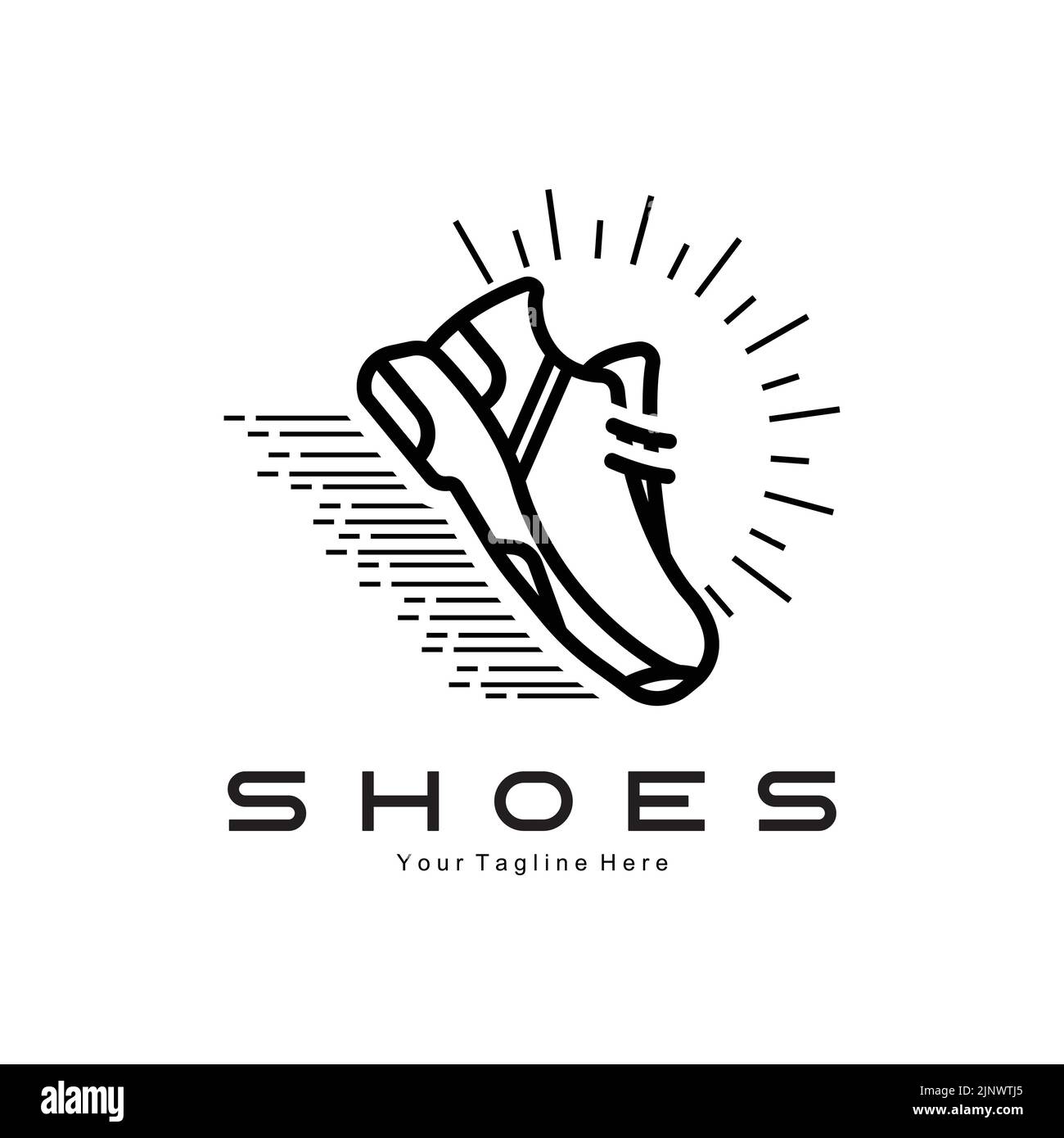 Sneakers Shoe Logo Design, vector illustration of trending youth footwear, simple funky concept Stock Vector