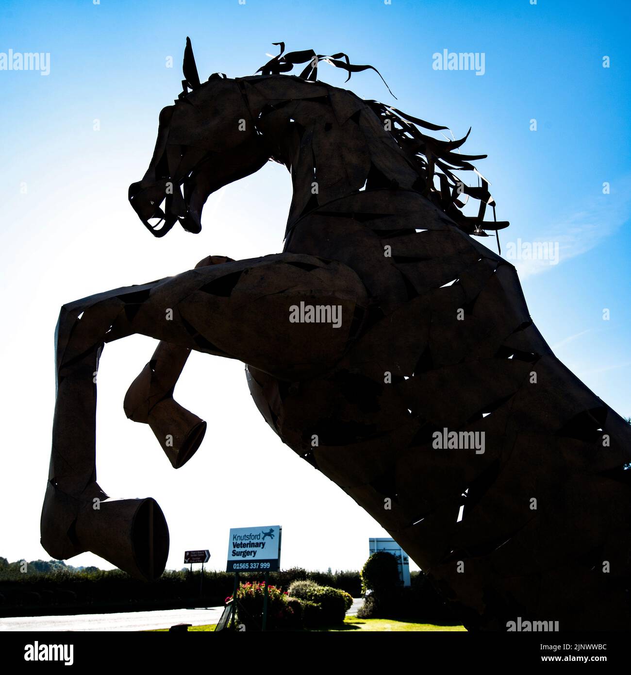 Horse sculpture near Cottons hotel & Fryers Garden centre at Knutsford