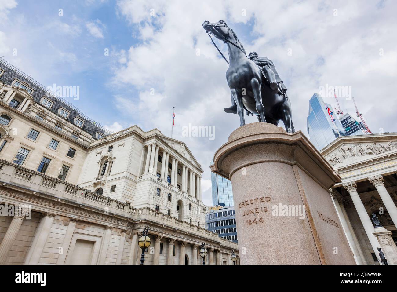 Statue of the Duke of Wellington mounted on horseback outside the Royal