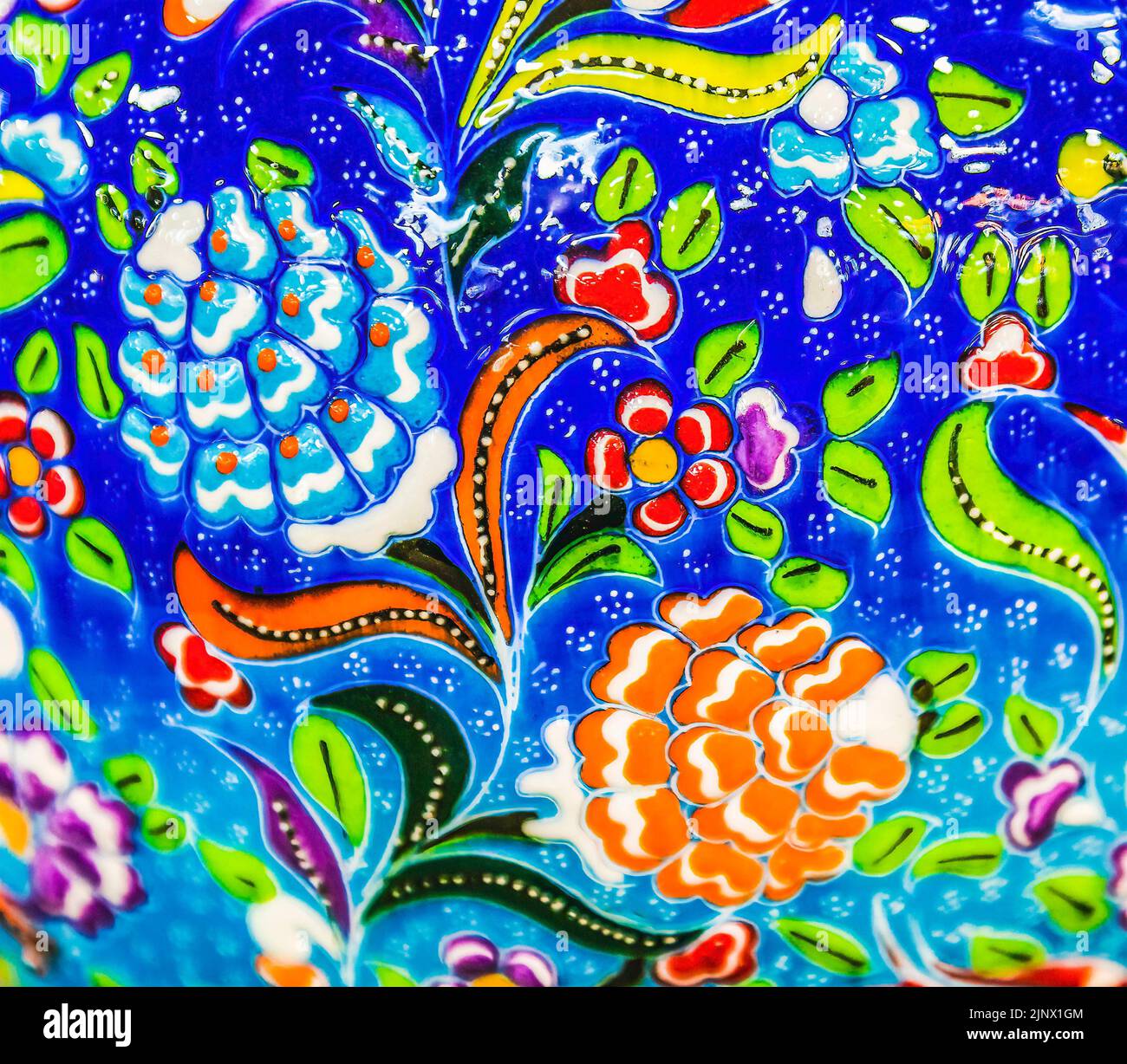 Ancient Arab Islamic Blue Orange Flower Design Pottery Madaba Jordan