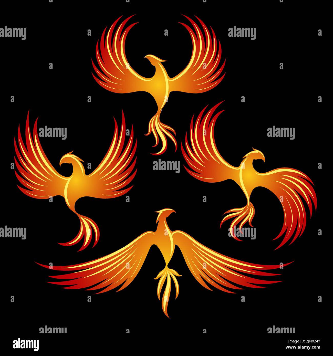 Fire fenix logo elements Stock Vector