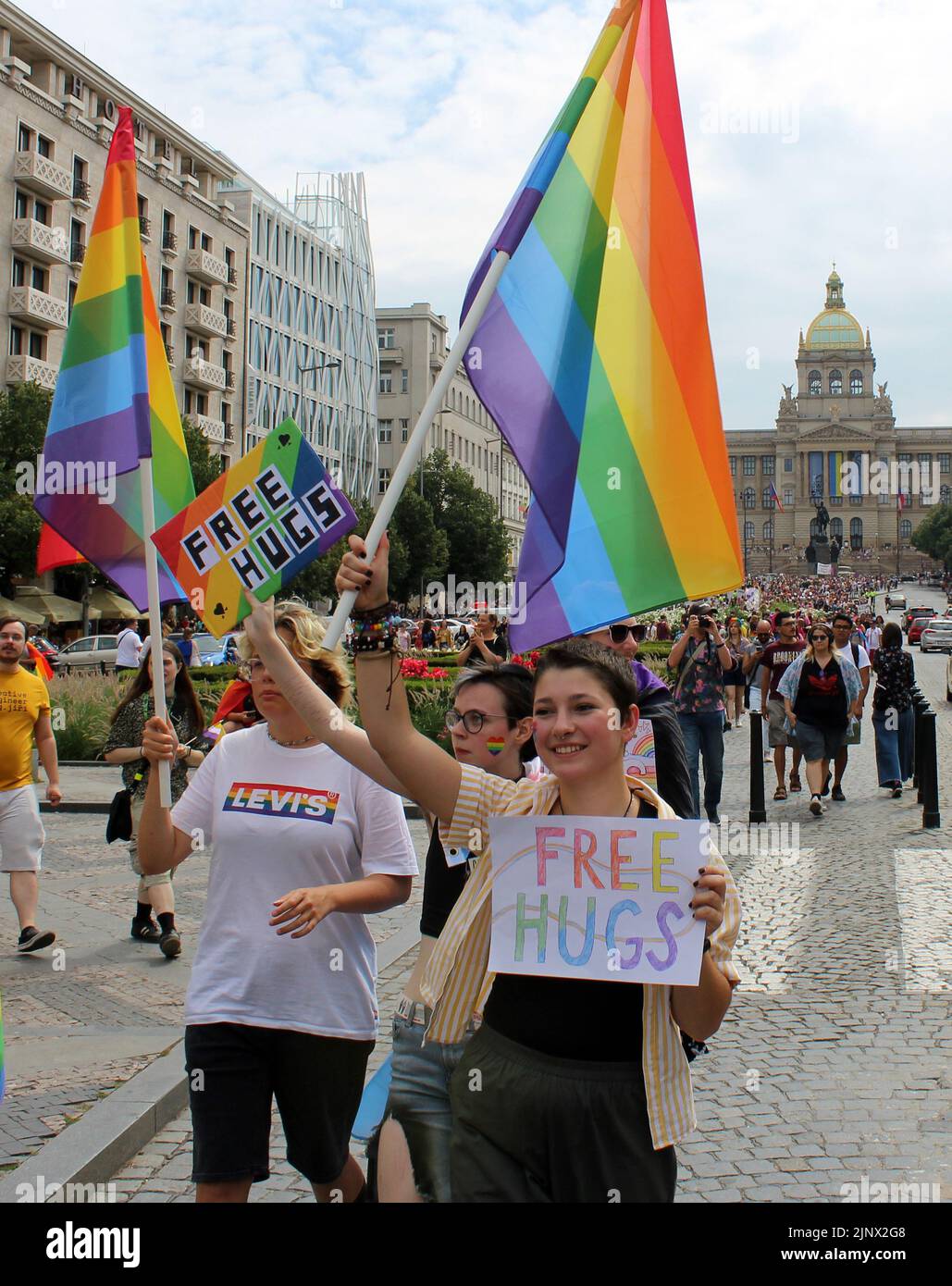 Rainbow march staged witing Prague Pride festival of LGBT+ community in Wenceslas Square, Prague, Czech Republic, August 13, 2022. (CTK Photo/Milos Ru Stock Photo
