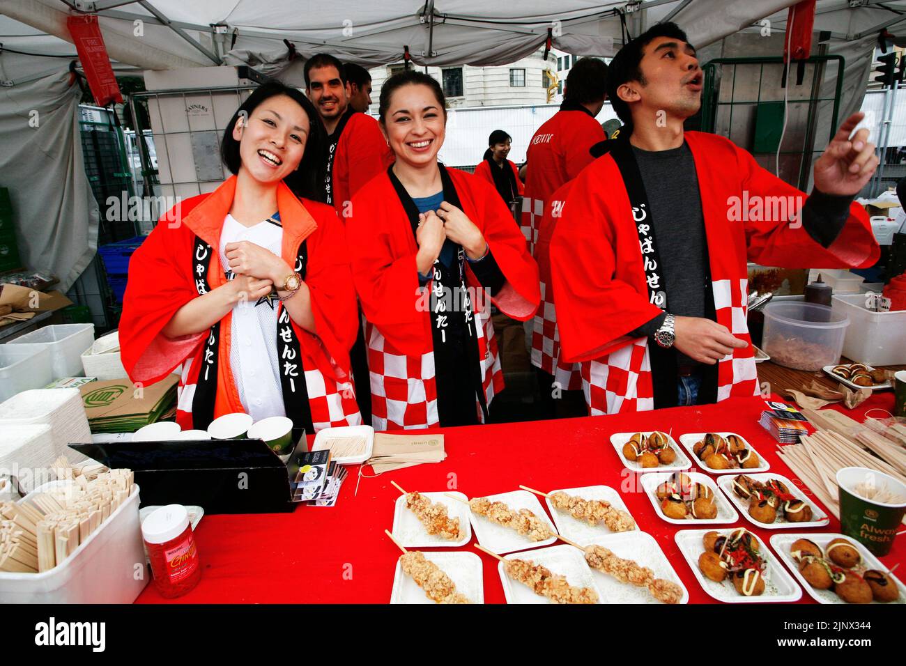 LONDON - OCT 5 : Participants on food stall at 2013 London Japanese
