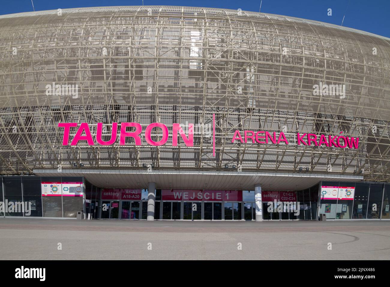 Tauron Arena Kraków, indoor modern entertainment and sports venue, multipurpose complex in Krakow, Poland. Stock Photo