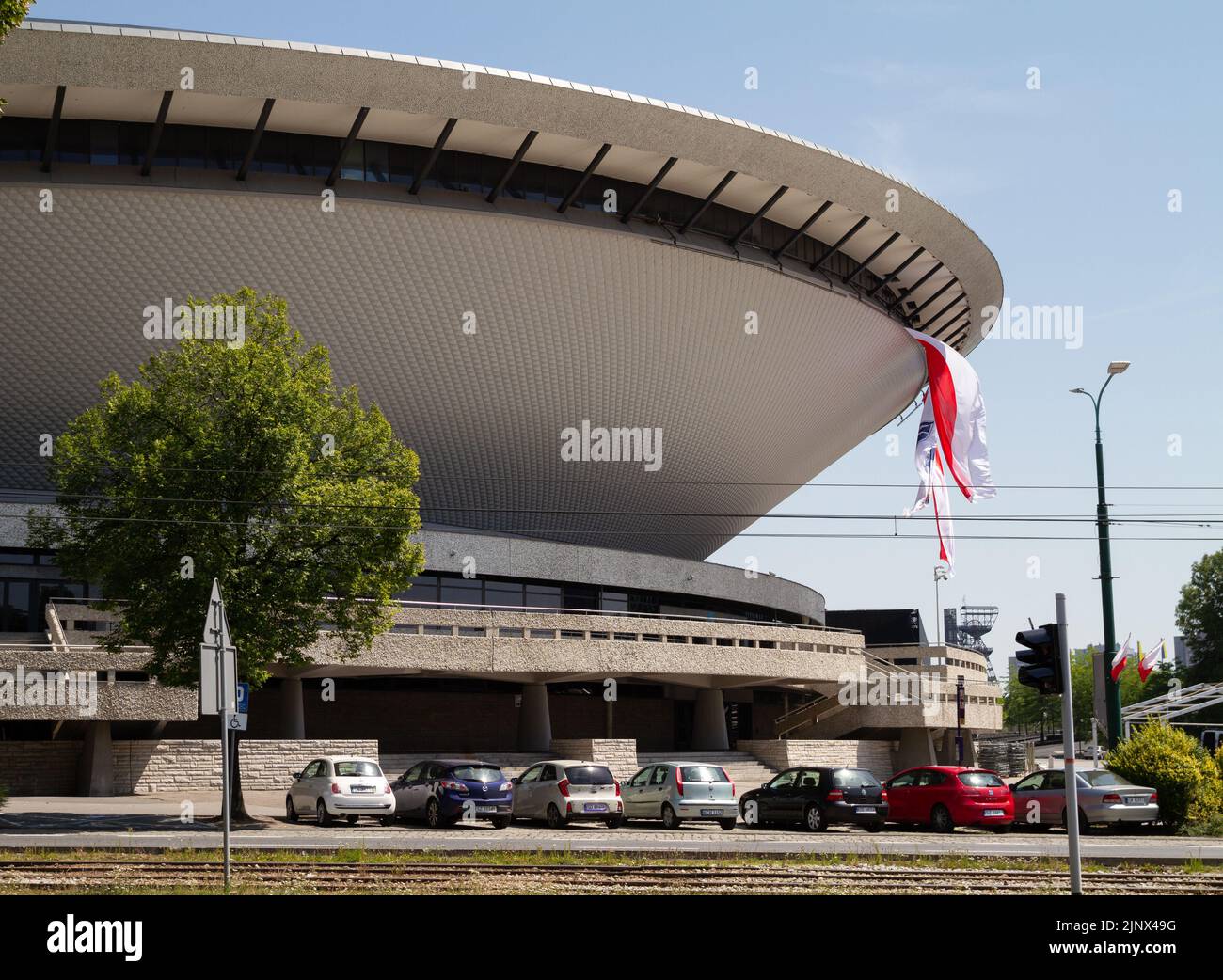 Spodek hall, multipurpose arena complex. Indoor modern sports and  entertainment venue in Katowice, Poland Stock Photo - Alamy