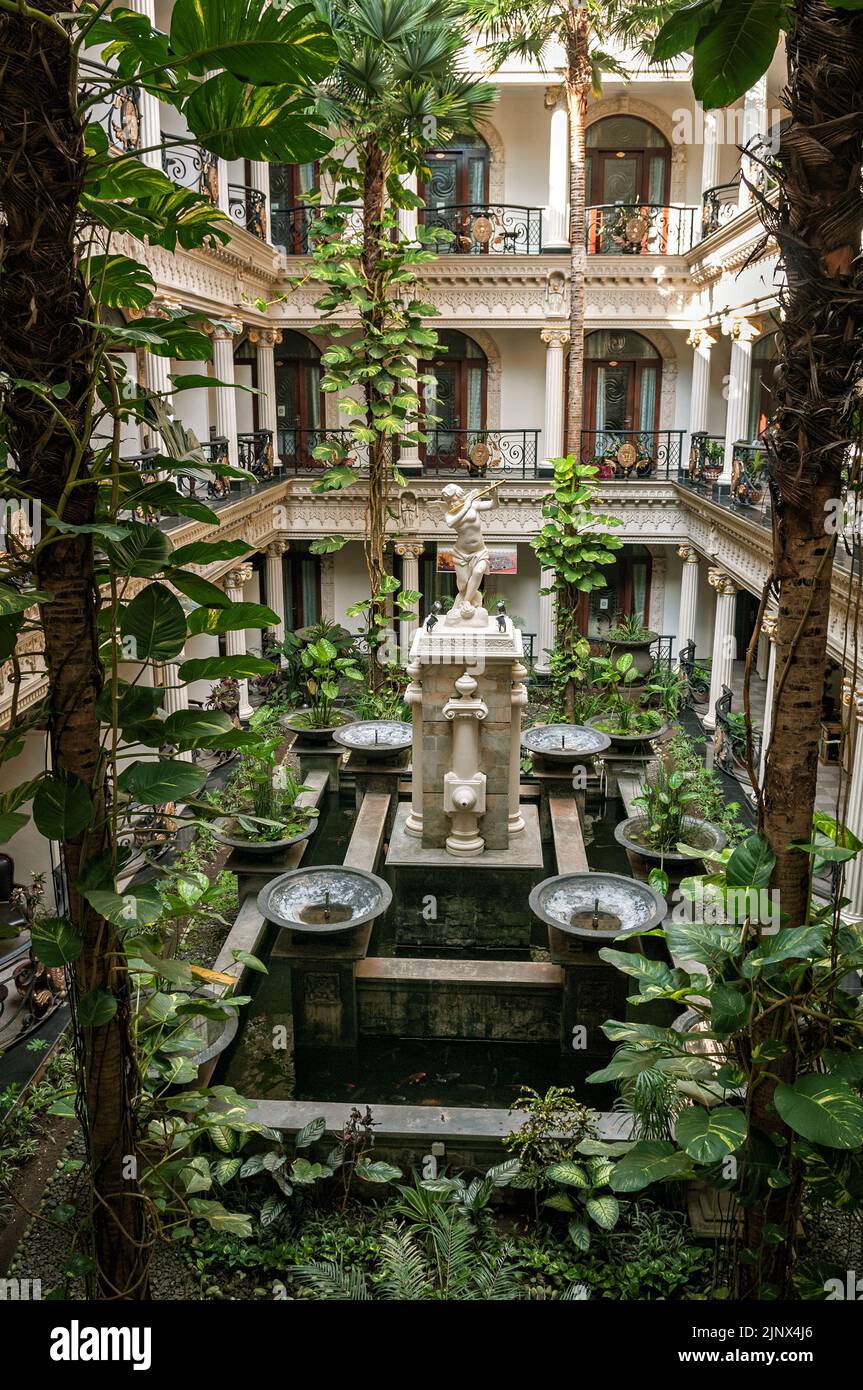 Inner courtyard of Grand Palace Hotel Malang, East Java province, Indonesia Stock Photo
