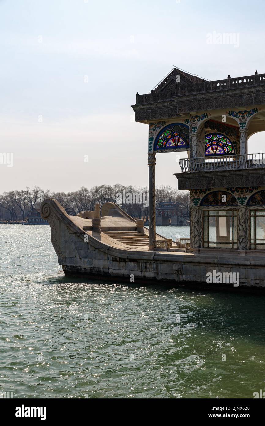 The Marble Boat Qing Dynasty pleasure pavilion at Kunming Lake at the