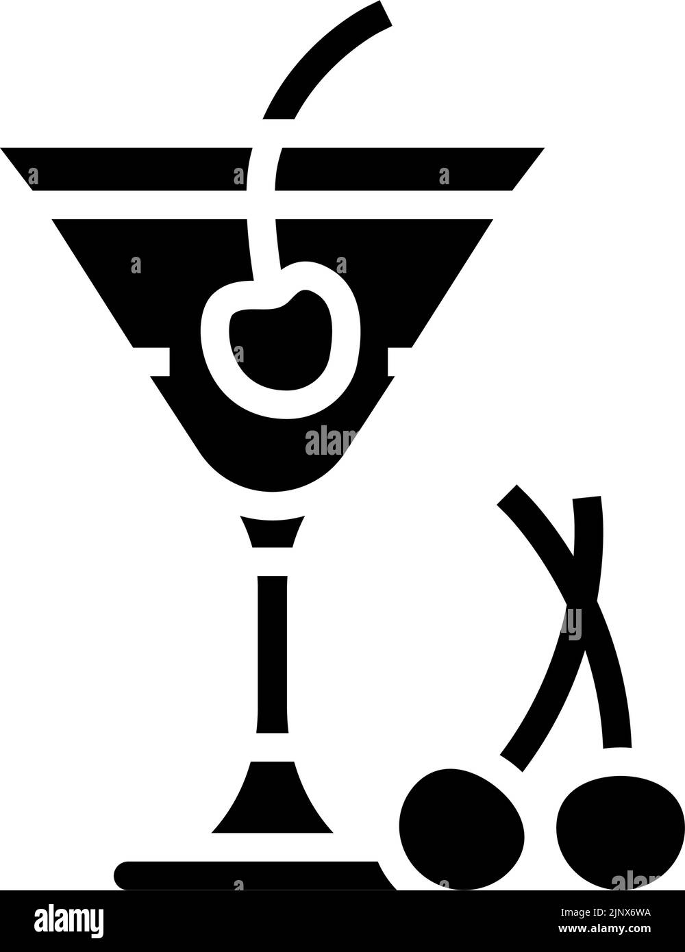 cocktail cherry glyph icon vector illustration Stock Vector Image & Art ...