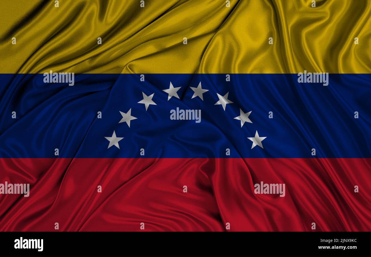 National flag Venezuela, Venezuela flag, fabric flag Venezuela, 3D work and 3D image Stock Photo