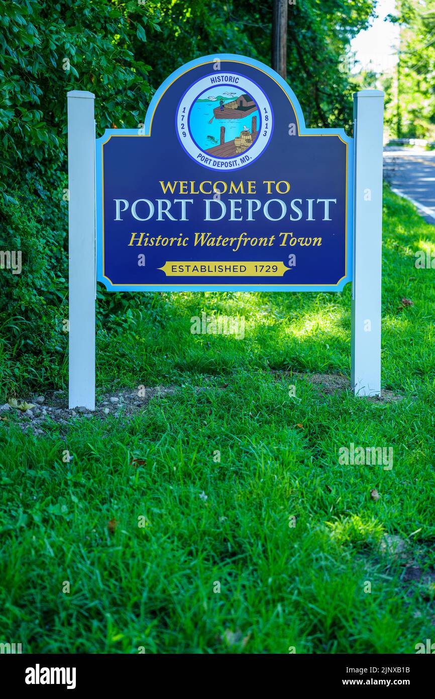 Port Deposit, MD, USA August 13, 2022 A to Port Deposit Sign