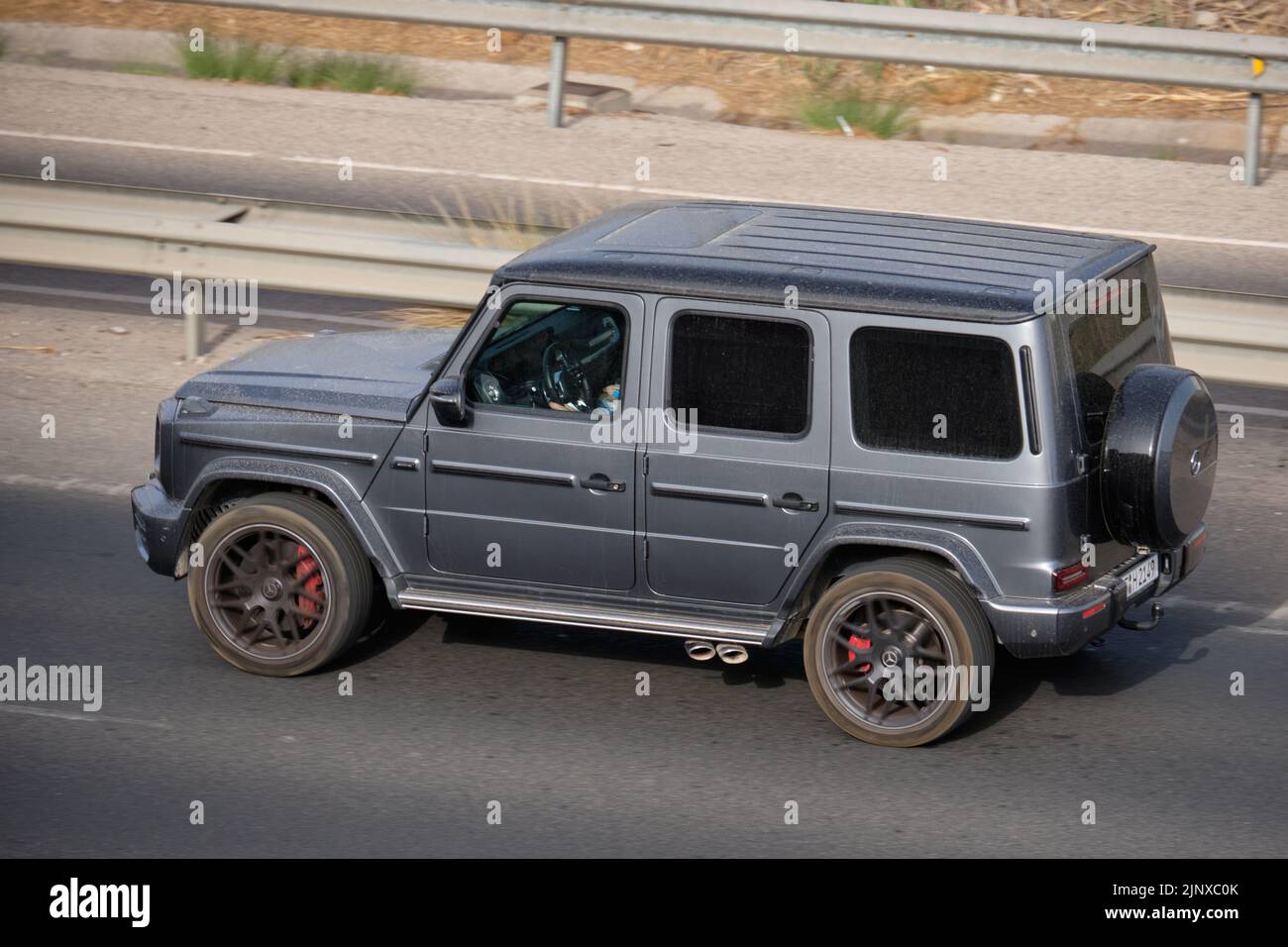 Mercedes G Class on highway. Malaga province, Spain. Stock Photo