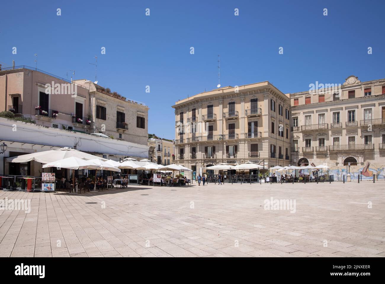 one of the many squares in bari surrounded with cafes and bars puglia italy Stock Photo