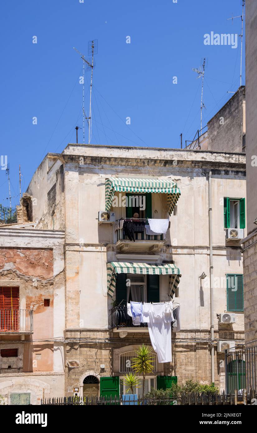 a typical street scene in the old town of bari puglia italy Stock Photo