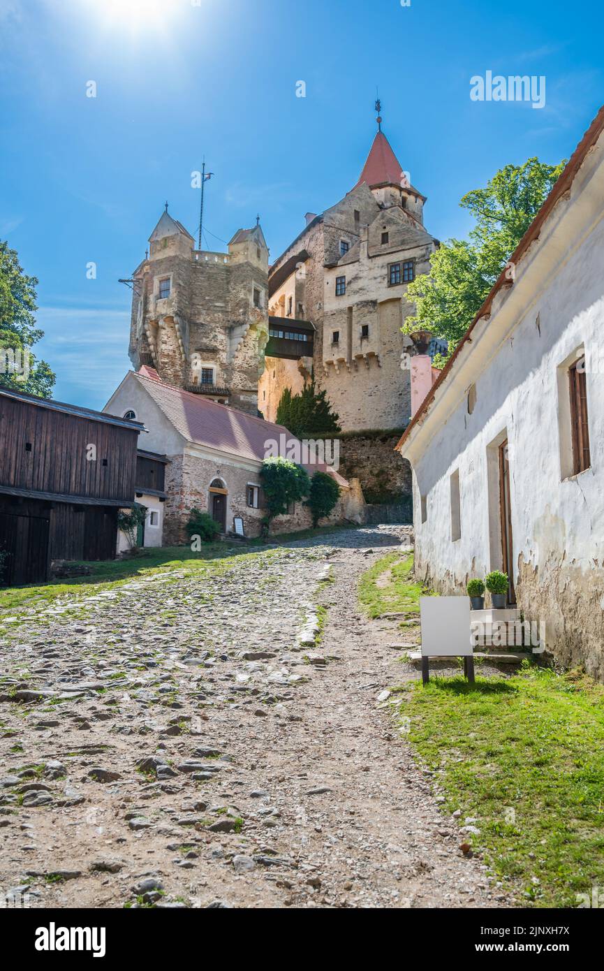 Outdoor view of Pernstejn castle near the Nedvedice village, Czech