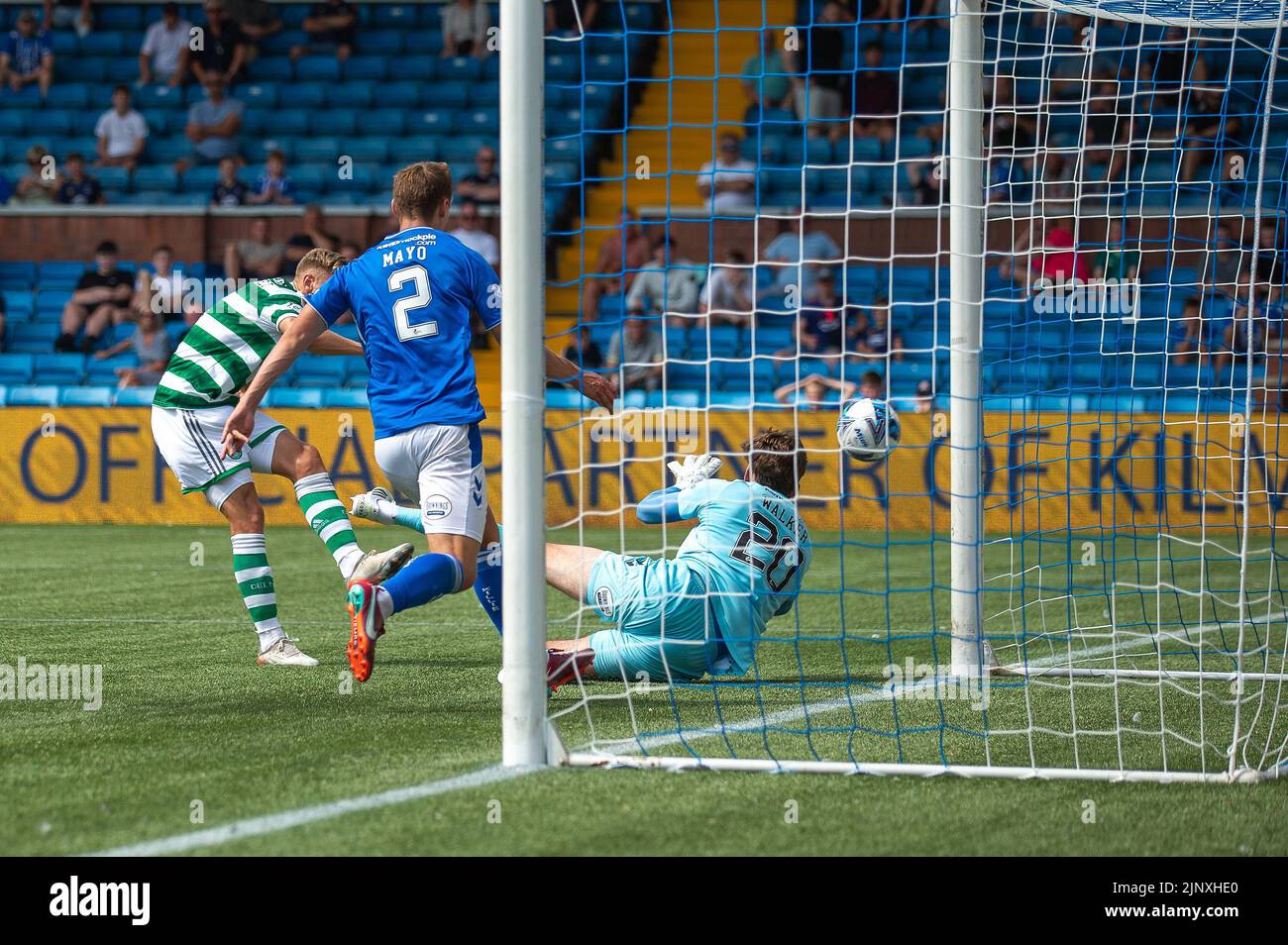 Kilmarnock, Scotland, UK. Kilmarnock, Scotland, UK. 14th August 2022; The BBSP Stadium Rugby Park, Kilmarnock, Scotland: Scottish premier league football, Kilmarnock FC versus Celtic: Carl Starfelt of Celtic scores to make it 4-0 to Celtic in the 76th minute Credit: Action Plus Sports Images/Alamy Live News Credit: Action Plus Sports Images/Alamy Live News Stock Photo