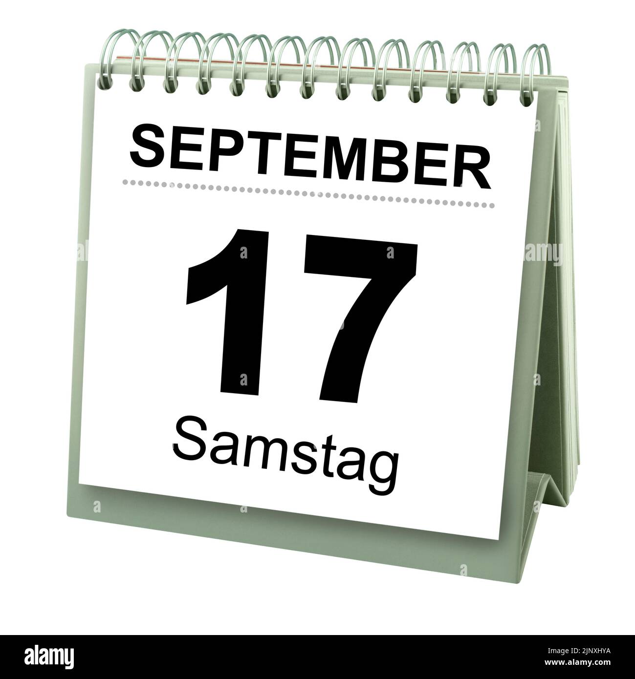 Deutscher Kalender Datum 17. September  2022  Samstag auf weissem Hintergrund Stock Photo
