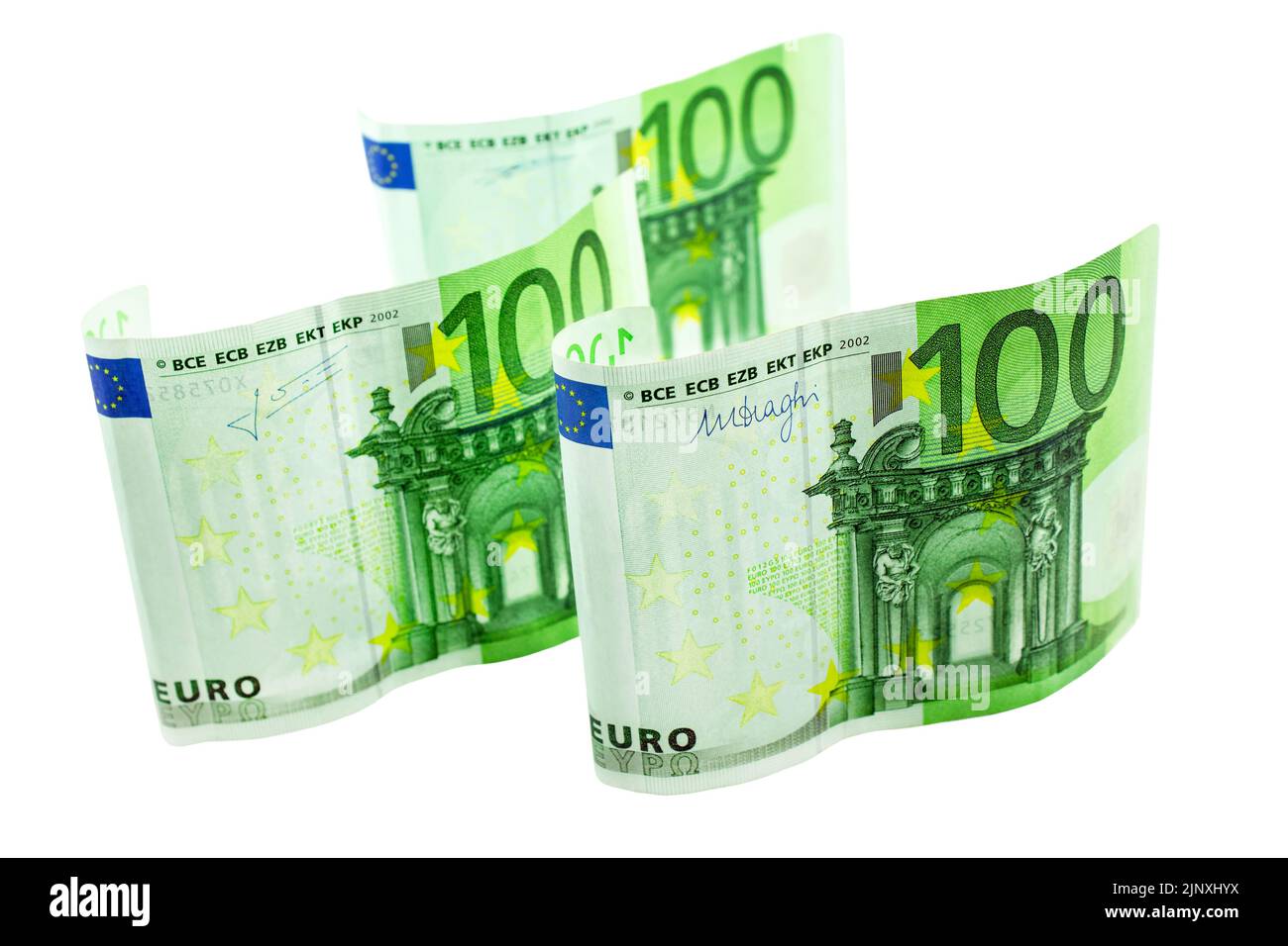 300 Euro Geldscheine auf weissem Hintergrund Stock Photo