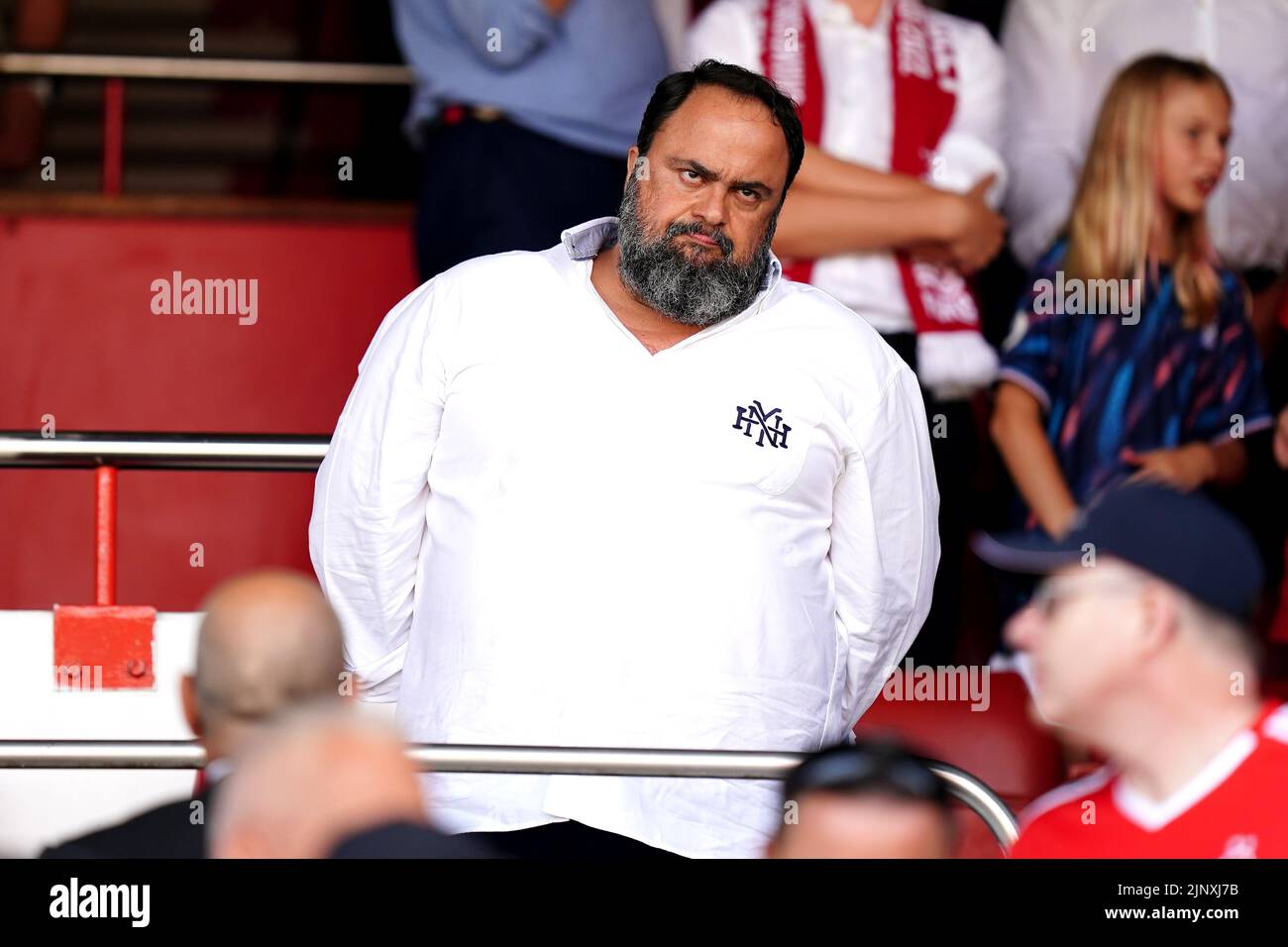 Nottingham Forest owner Evangelos Marinakis in the stands during the  Premier League match at the City Ground, Nottingham. Picture date: Sunday  August 14, 2022 Stock Photo - Alamy