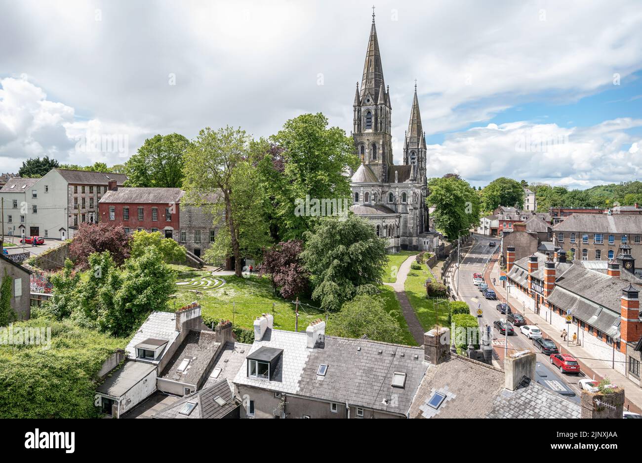 Looking west at Cork City with Saint Fin Barre's Cathedral, County Cork, Ireland Stock Photo