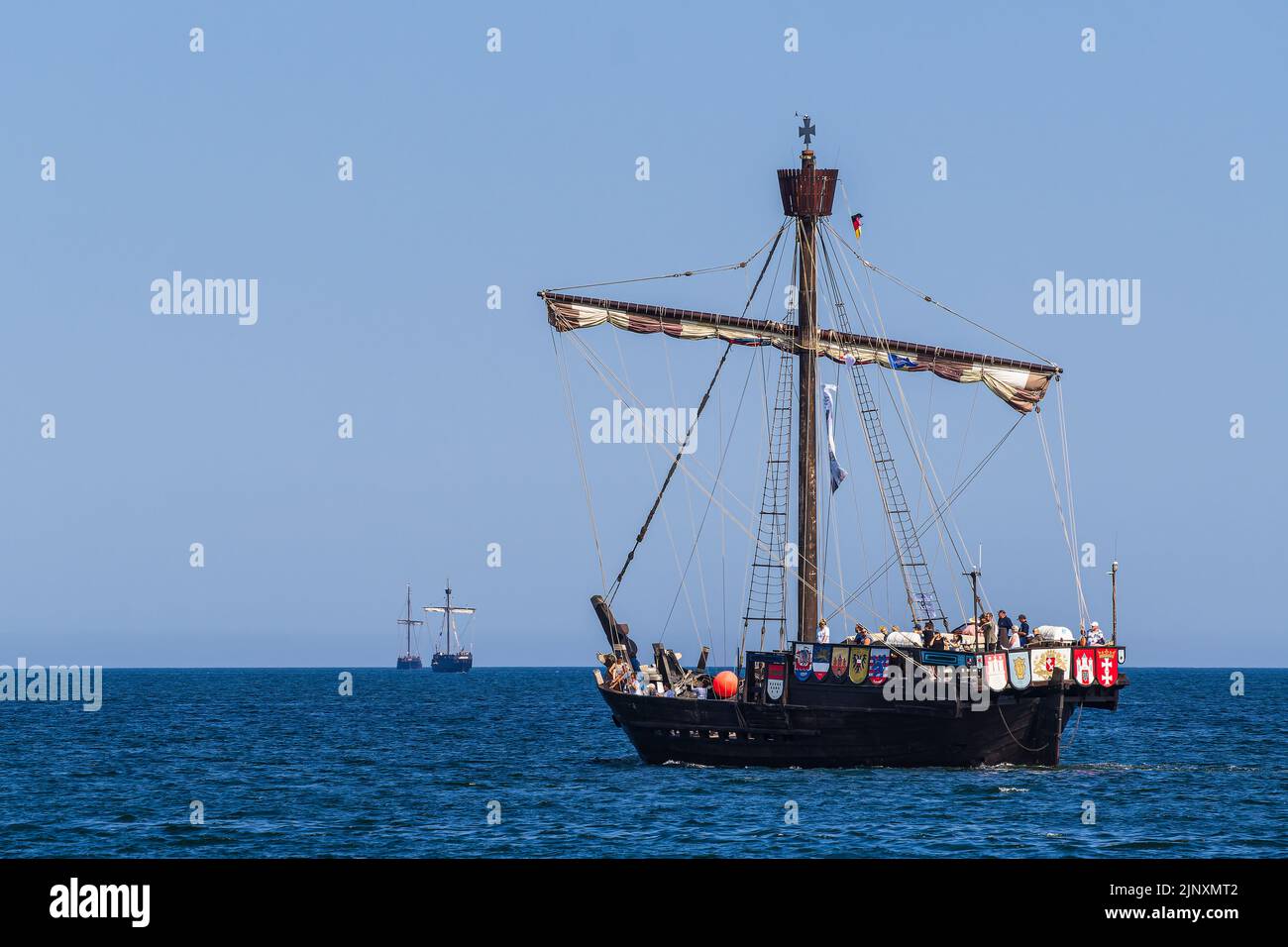 Sailing ships on the Baltic Sea in Warnemünde, Germany. Stock Photo
