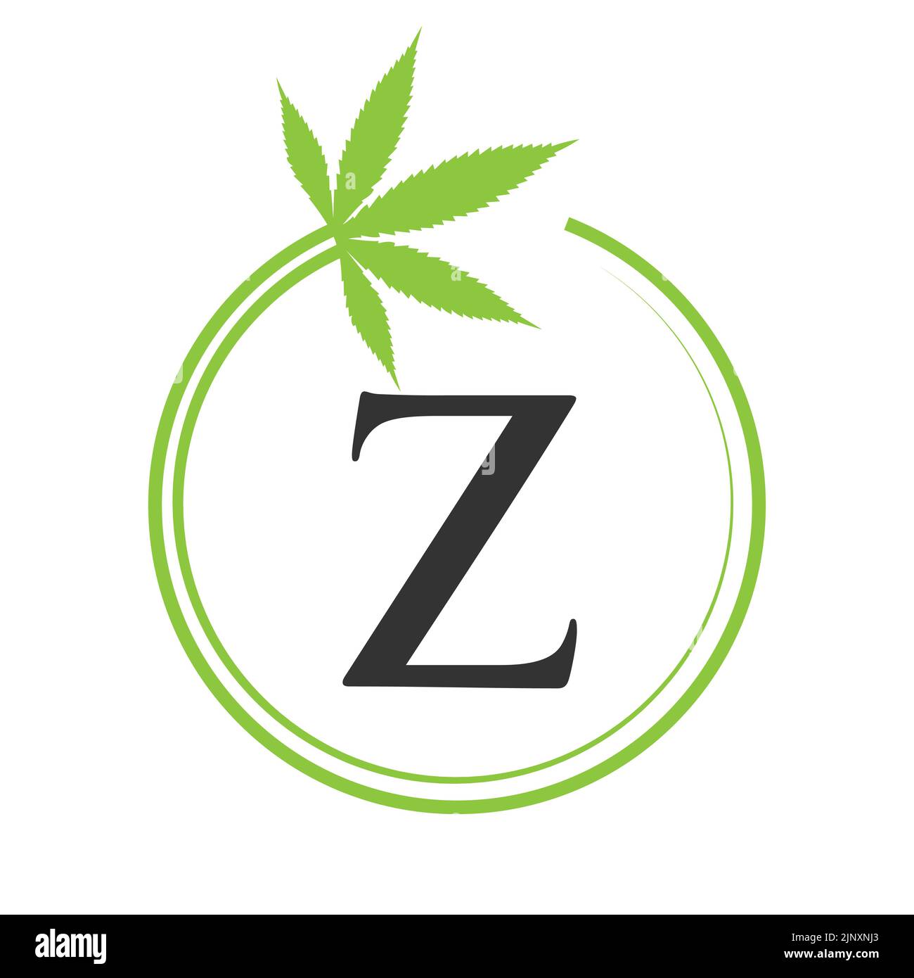 Cannabis Marijuana Logo on Letter Z Concept For Health and Medical Therapy. Marijuana, Cannabis Sign Template Stock Vector