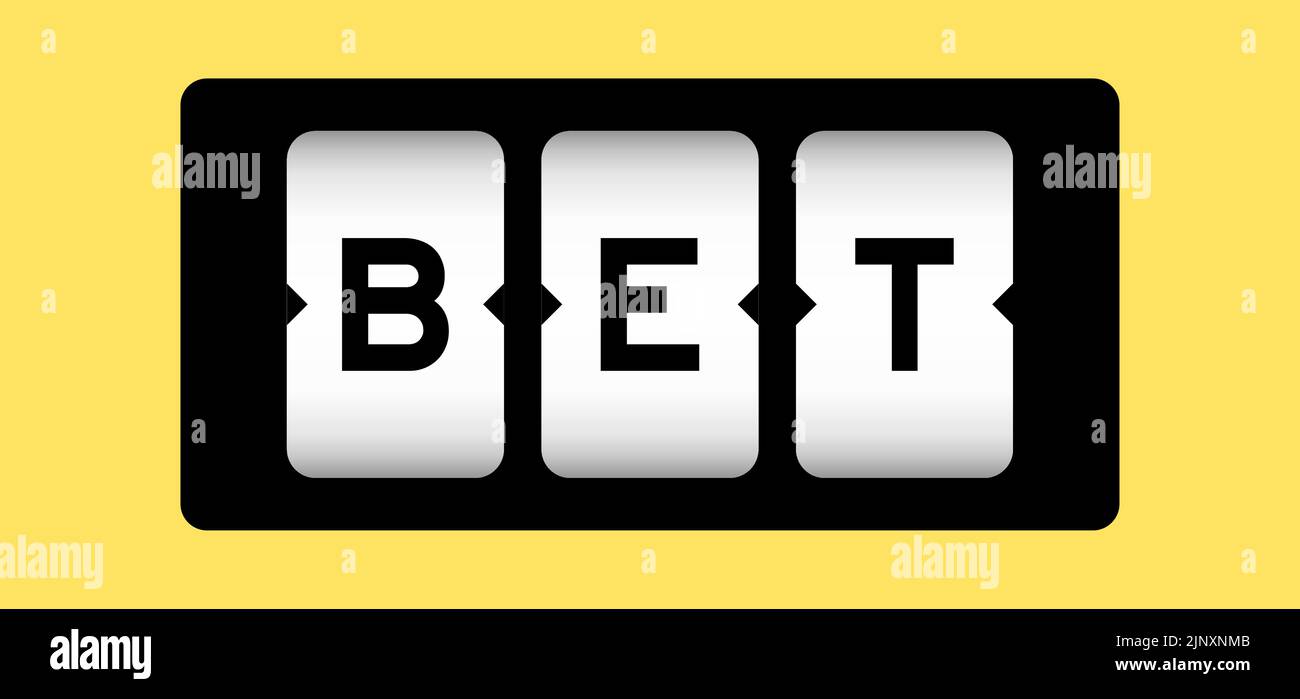 Black color in word bet on slot banner with yellow color background ...