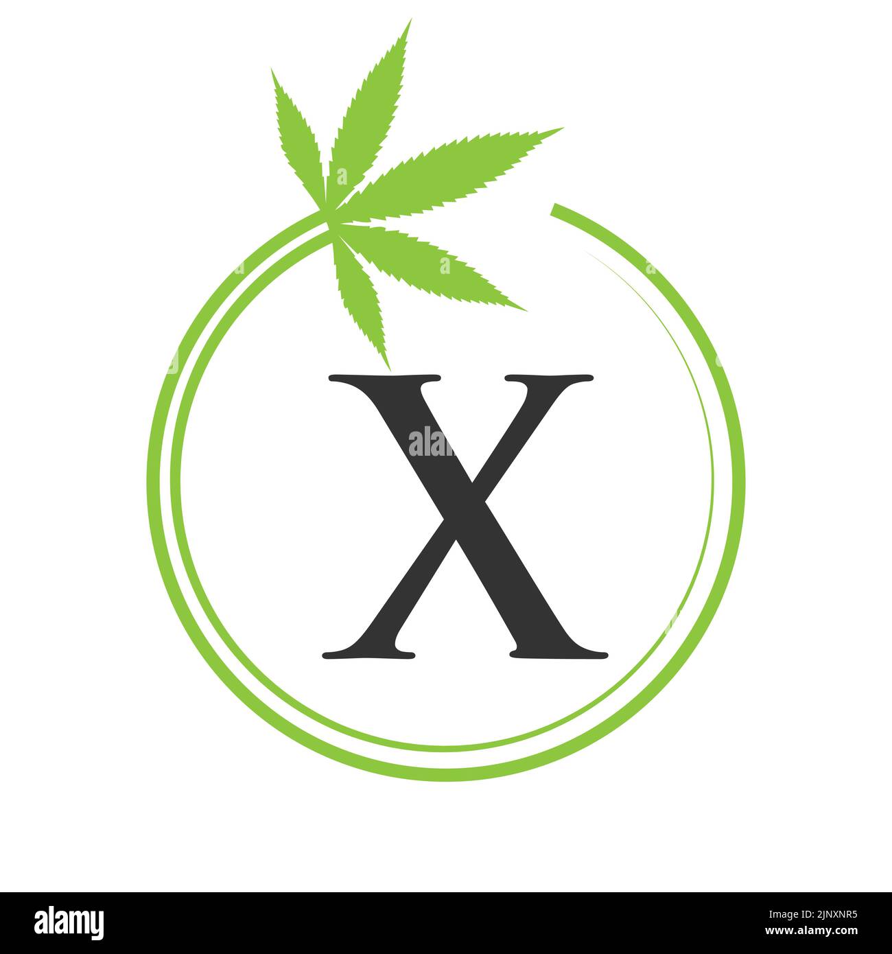 Cannabis Marijuana Logo on Letter X Concept For Health and Medical Therapy. Marijuana, Cannabis Sign Template Stock Vector