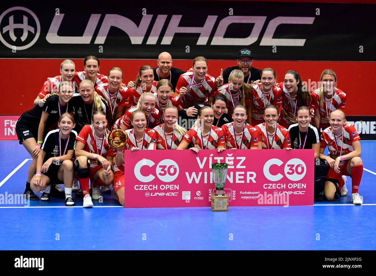 Prague, Czech Republic. 14th Aug, 2022. Floorbal players of Pixbo