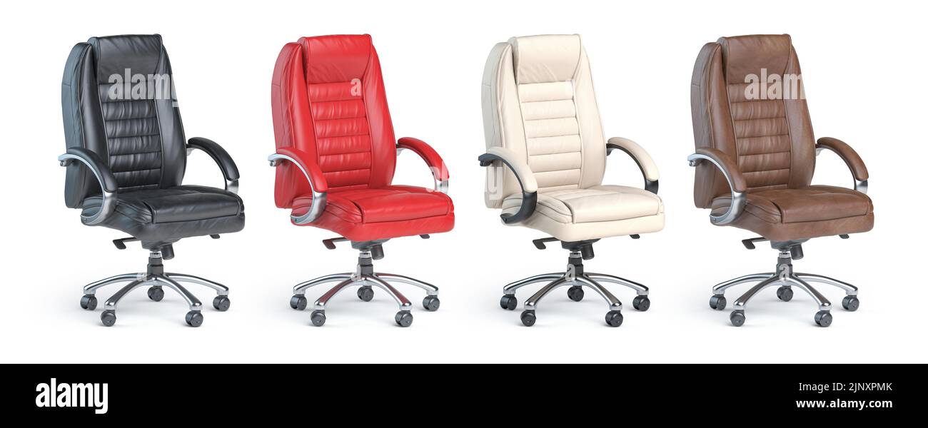 Seit of office lether chairs isolated on white. 3d illustration Stock Photo