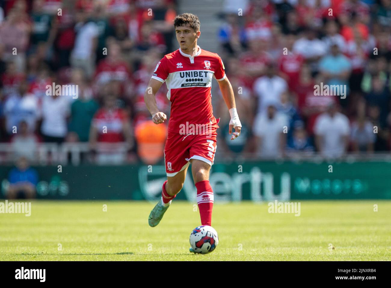 Ryan Giles #3 of Middlesbrough on the ball during the game  in Middlesbrough, United Kingdom on 8/14/2022. (Photo by James Heaton/News Images/Sipa USA) Stock Photo