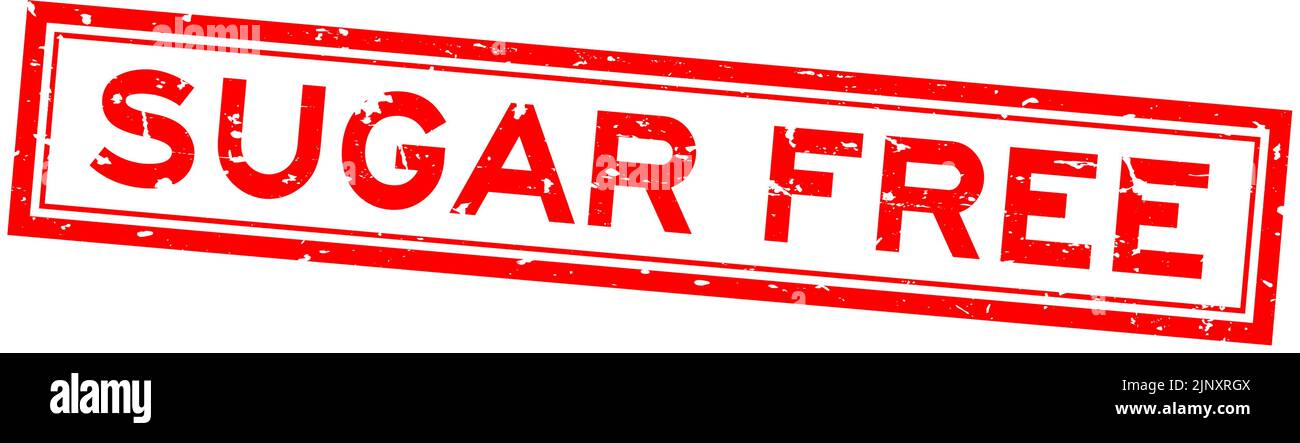 Grunge red sugar free word sqaure rubber seal stamp on white background Stock Vector