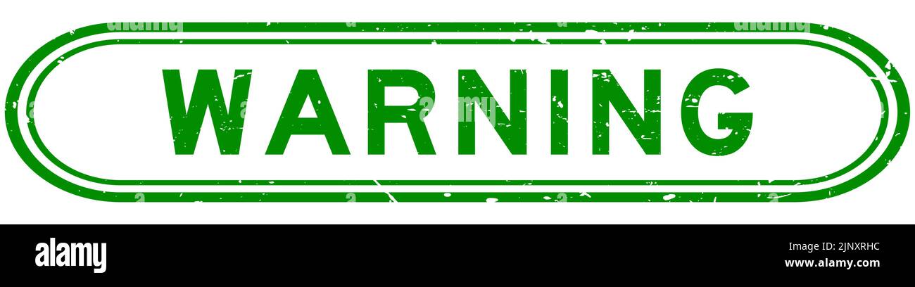 Grunge green warning word rubber seal stamp on white background Stock ...