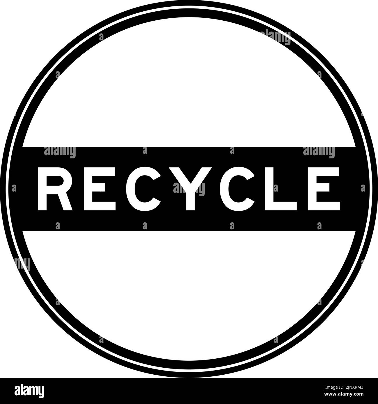 Black color round seal sticker in word recycle on white background Stock Vector
